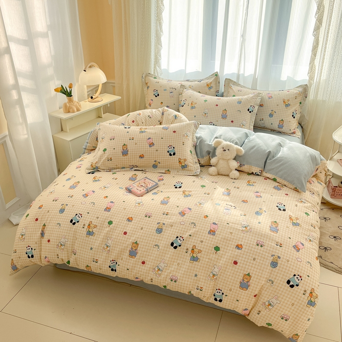 91家纺网 家纺一手货源 找家纺 涵宸家纺 2025新款全棉印花四件套 A森林派对