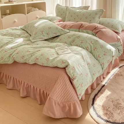 91家纺网 家纺一手货源 找家纺 （总）尚美 2025新款小碎花针织棉床盖四件套