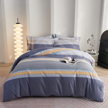 金纱玉纺家纺 2025新款全棉13376数码印花四件套（礼盒包装） 印象情怀-灰