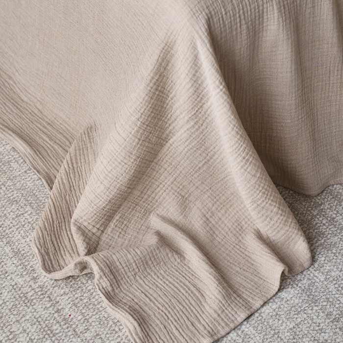 91家纺网 家纺一手货源 找家纺 蓝邻 2025新款全棉双层皱皱纱单品系列-单床单 深驼