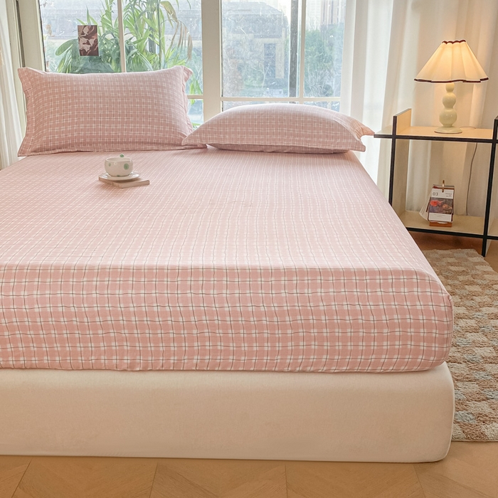 91家纺网 家纺一手货源 找家纺 晨希家居 2025新款全棉A类双层纱床笠 格调