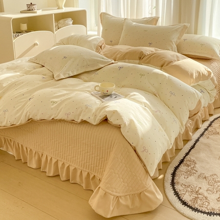 91家纺网 家纺一手货源 找家纺 （总）尚美 2025新款小碎花针织棉床盖四件套