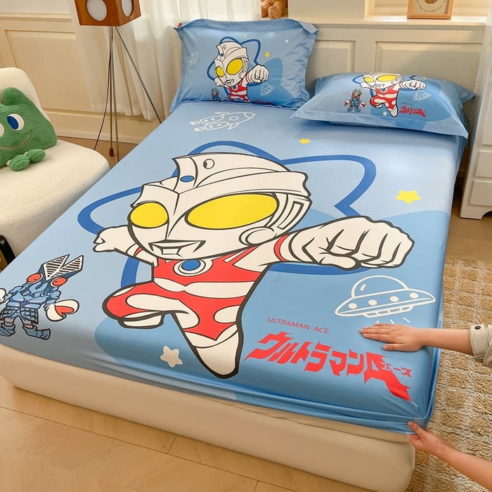 91家纺网 家纺一手货源 找家纺 蘭菲家纺 2025新款奥特曼全棉床笠 飞天