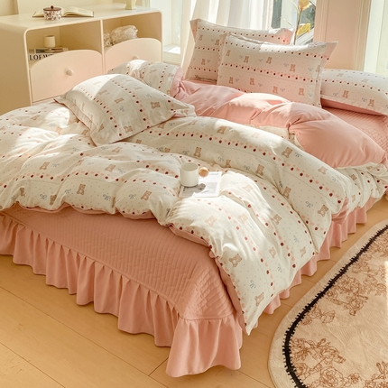 91家纺网 家纺一手货源 找家纺 （总）尚美 2025新款小碎花针织棉床盖四件套