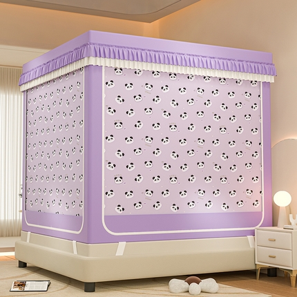 91家纺网 家纺一手货源 找家纺 （总）千逸虹 2025新款坐床防摔可拆卸遮光双层布帘蚊帐