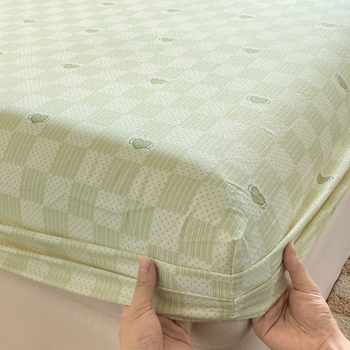 91家纺网 家纺一手货源 找家纺 晨希家居 2025新款全棉A类双层纱床笠 勿忘我