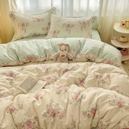 91家纺网 家纺一手货源 找家纺 涵宸家纺 2025新款全棉印花四件套 B花田妙语