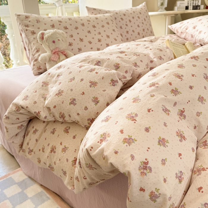 91家纺网 家纺一手货源 找家纺 韩巢家纺 2025新款云感双层纱床上用品四件套超柔裸睡级床单被套三件套-(提供卖家秀) 落日暮年