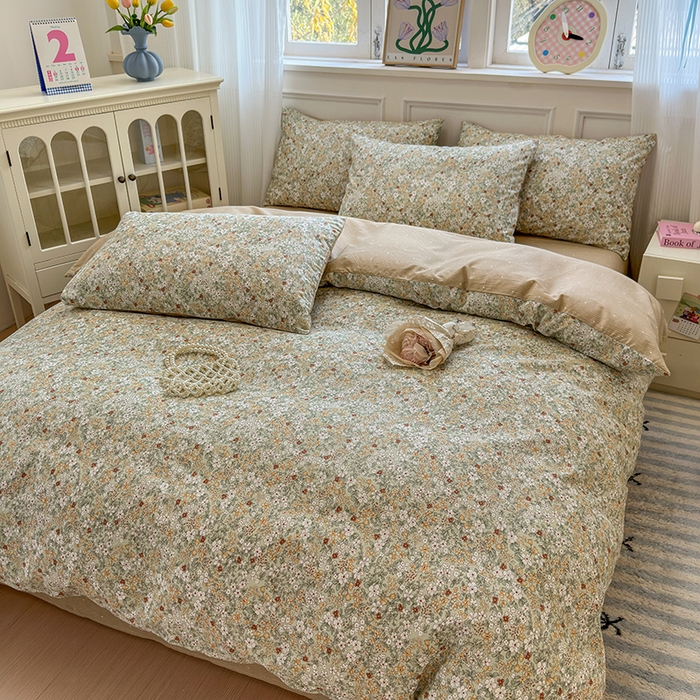 91家纺网 家纺一手货源 找家纺 沐棉家居 2025新款全棉印花四件套 花梦