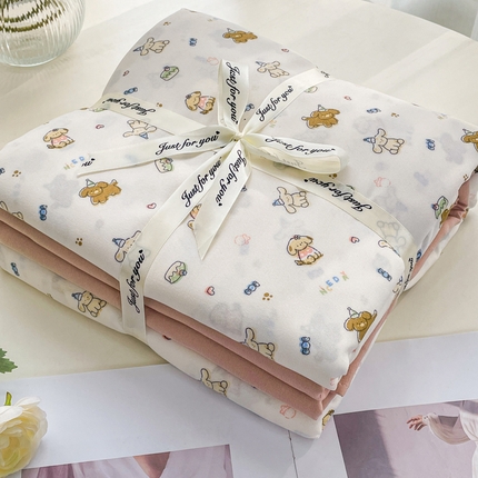 91家纺网 家纺一手货源 找家纺 （总）仟网汇 2025新款有氧针织棉双层纱系列四件套-叠拍