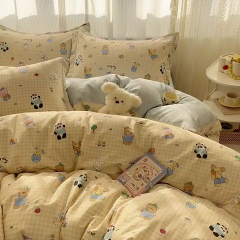 91家纺网 家纺一手货源 找家纺 涵宸家纺 2025新款全棉印花四件套 A森林派对