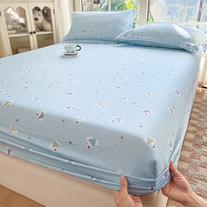 91家纺网 家纺一手货源 找家纺 晨希家居 2025新款全棉A类双层纱床笠 哈伦