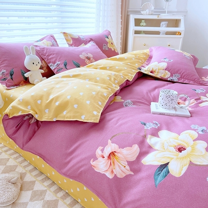 91家纺网 家纺一手货源 找家纺 （总）简冠家纺 2025新款印花植物羊绒磨毛四件套