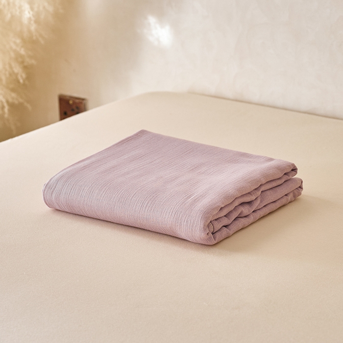 91家纺网 家纺一手货源 找家纺 蓝邻 2025新款全棉双层皱皱纱单品系列-单床单 木槿紫