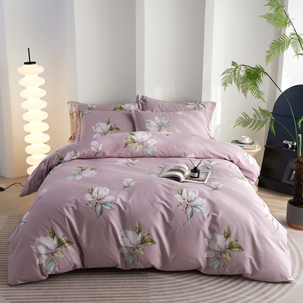 金纱玉纺家纺 2025新款全棉13376数码印花四件套（礼盒包装） 致雅花园-粉