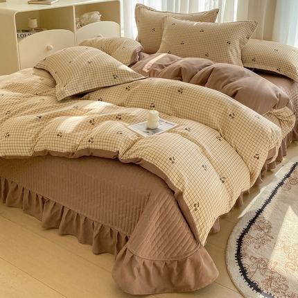 91家纺网 家纺一手货源 找家纺 （总）尚美 2025新款小碎花针织棉床盖四件套