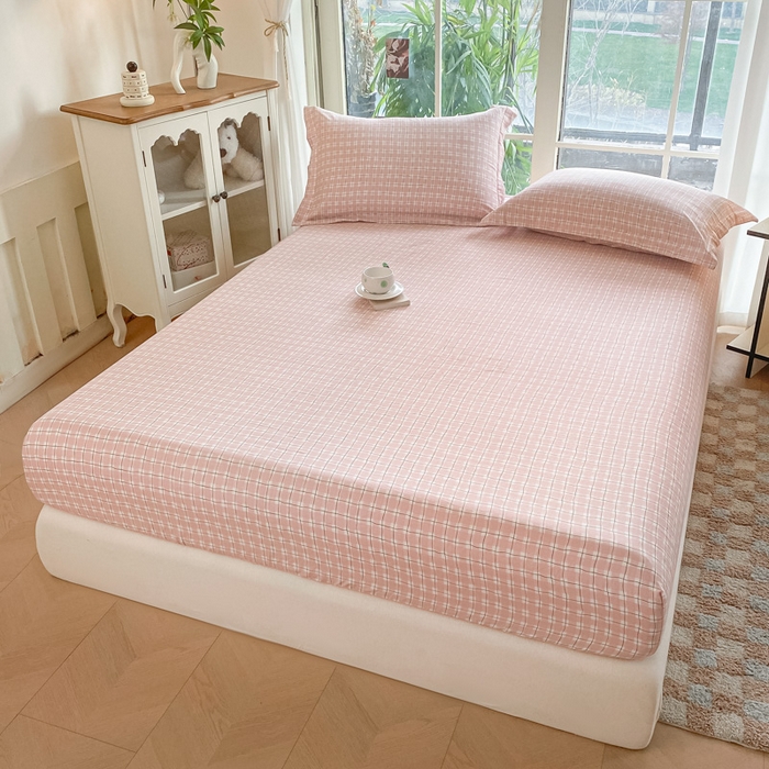 91家纺网 家纺一手货源 找家纺 晨希家居 2025新款全棉A类双层纱床笠 格调