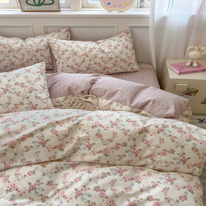 91家纺网 家纺一手货源 找家纺 沐棉家居 2025新款全棉印花四件套 露丝