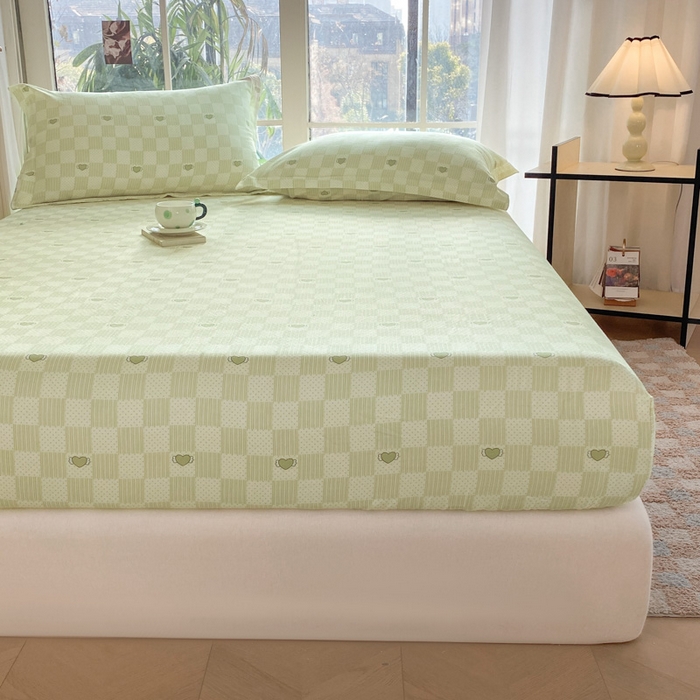 91家纺网 家纺一手货源 找家纺 晨希家居 2025新款全棉A类双层纱床笠 勿忘我