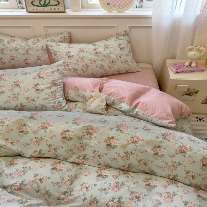 91家纺网 家纺一手货源 找家纺 沐棉家居 2025新款全棉印花四件套 春色满园