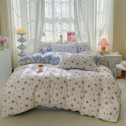 91家纺网 家纺一手货源 找家纺 （总）沃朴家居2025新款高克重小碎花水洗棉四件套