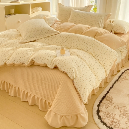 91家纺网 家纺一手货源 找家纺 （总）尚美 2025新款小碎花针织棉床盖四件套