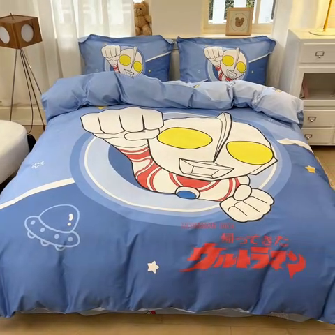 91家纺网 家纺一手货源 找家纺 蘭菲家纺 2025新款奥特曼全棉四件套 冠军