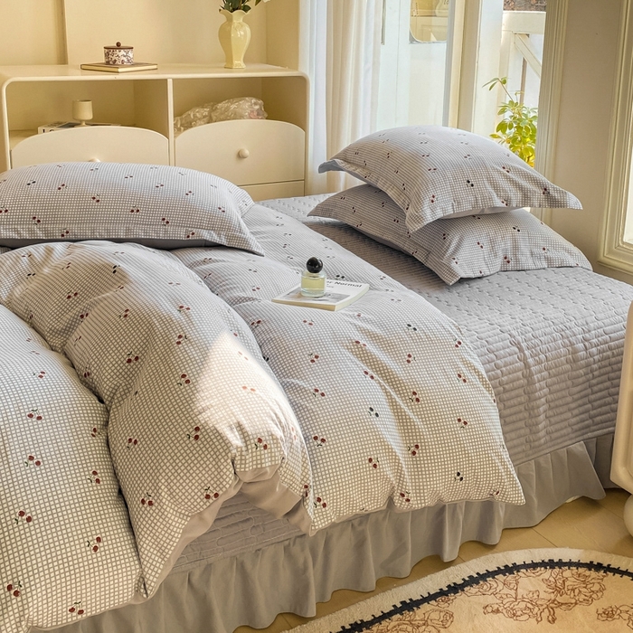 91家纺网 家纺一手货源 找家纺 尚美 2025新款小碎花针织棉床盖四件套 芳华