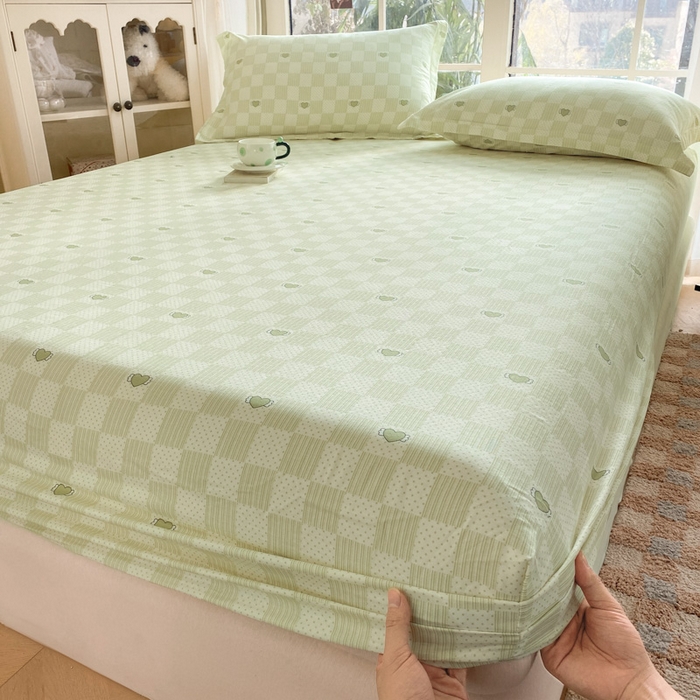 91家纺网 家纺一手货源 找家纺 晨希家居 2025新款全棉A类双层纱床笠 勿忘我