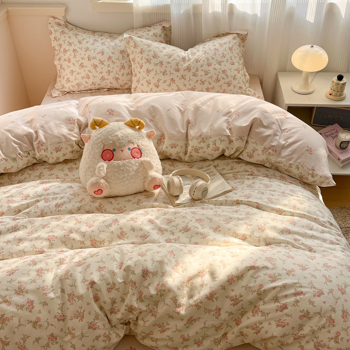 91家纺网 家纺一手货源 找家纺 涵宸家纺 2025新款全棉印花四件套 B南栀