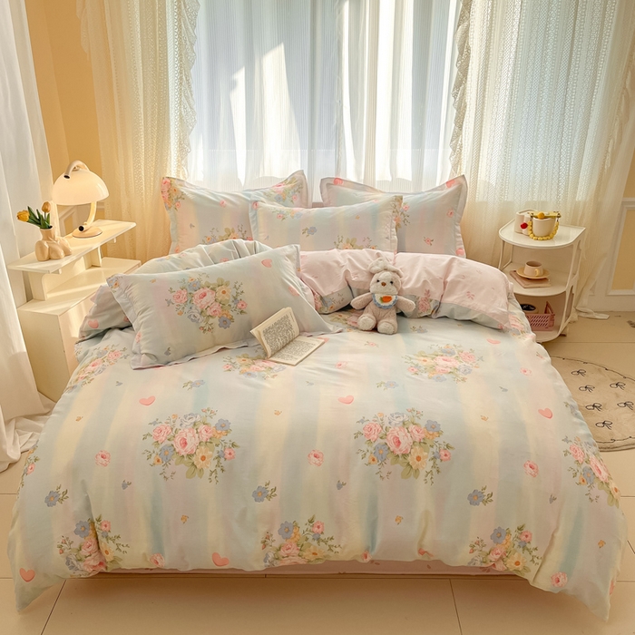 91家纺网 家纺一手货源 找家纺 涵宸家纺 2025新款全棉印花四件套 B海蓝花园