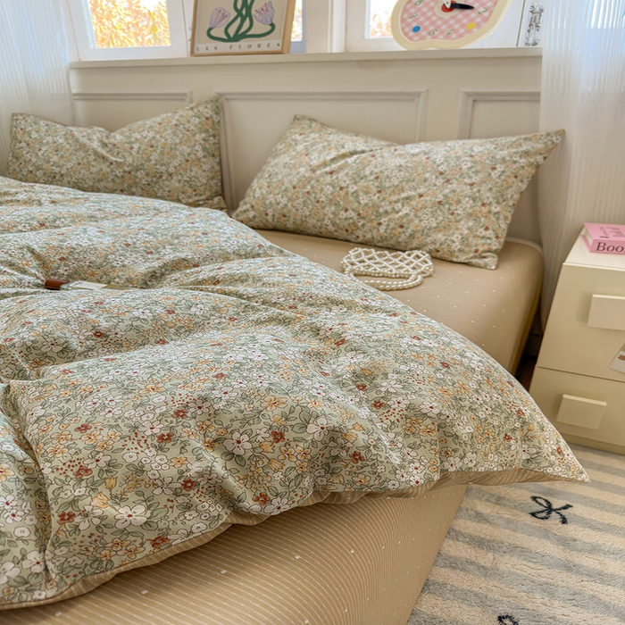 91家纺网 家纺一手货源 找家纺 沐棉家居 2025新款全棉印花四件套 花梦