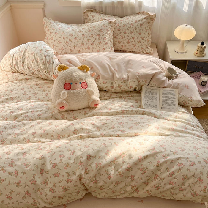 91家纺网 家纺一手货源 找家纺 涵宸家纺 2025新款全棉印花四件套 B南栀