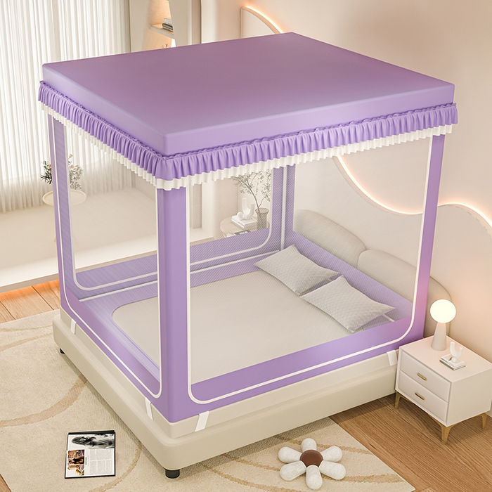 91家纺网 家纺一手货源 找家纺 千逸虹 2025新款坐床防摔可拆卸遮光双层布帘蚊帐 爱心熊猫