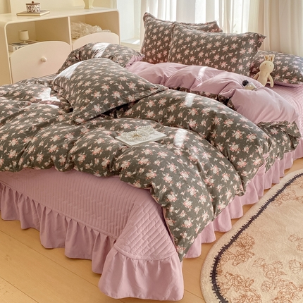 91家纺网 家纺一手货源 找家纺 （总）尚美 2025新款小碎花针织棉床盖四件套