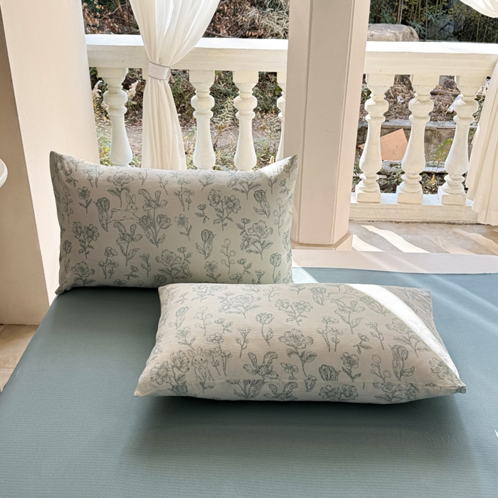 91家纺网 家纺一手货源 找家纺 韩巢家纺 2025新款云感双层纱床上用品四件套超柔裸睡级床单被套三件套-(提供卖家秀) 海像森林