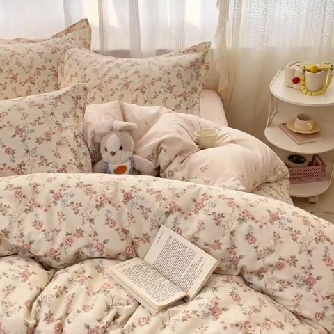 91家纺网 家纺一手货源 找家纺 涵宸家纺 2025新款全棉印花四件套 B露丝