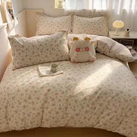 91家纺网 家纺一手货源 找家纺 涵宸家纺 2025新款全棉印花四件套 B南栀