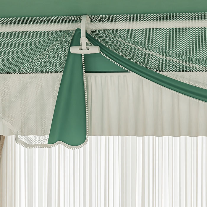 91家纺网 家纺一手货源 找家纺 千逸虹 2025新款坐床防摔可拆卸遮光双层布帘蚊帐 字母宝贝