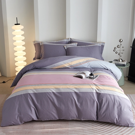 金纱玉纺家纺 2025新款全棉13376数码印花四件套（礼盒包装） 印象情怀-紫