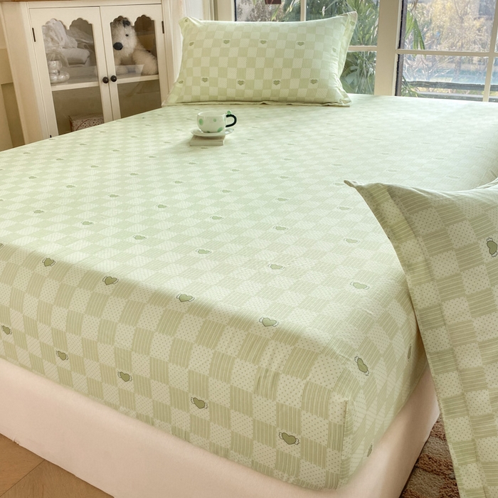 91家纺网 家纺一手货源 找家纺 晨希家居 2025新款全棉A类双层纱床笠 勿忘我