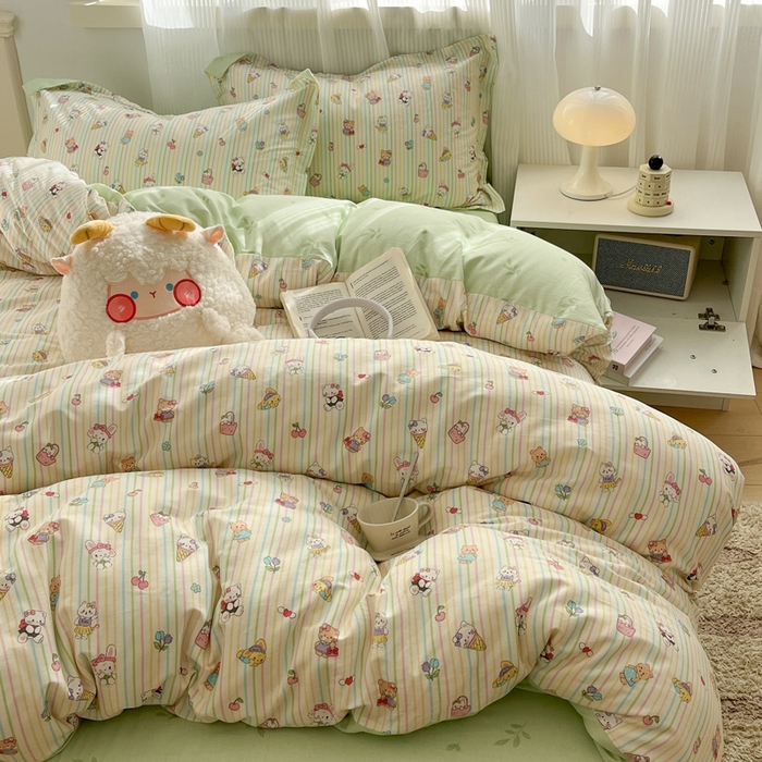 91家纺网 家纺一手货源 找家纺 涵宸家纺 2025新款全棉印花四件套 A奶芙芙