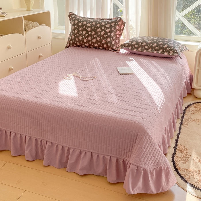 91家纺网 家纺一手货源 找家纺 尚美 2025新款小碎花针织棉床盖四件套 复古花