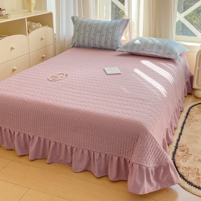 91家纺网 家纺一手货源 找家纺 尚美 2025新款小碎花针织棉床盖四件套 梅兰