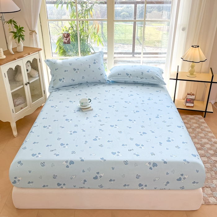 91家纺网 家纺一手货源 找家纺 晨希家居 2025新款全棉A类双层纱床笠 薇念