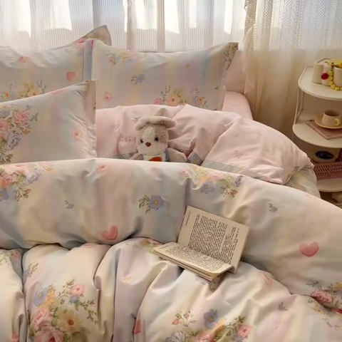 91家纺网 家纺一手货源 找家纺 涵宸家纺 2025新款全棉印花四件套 B海蓝花园