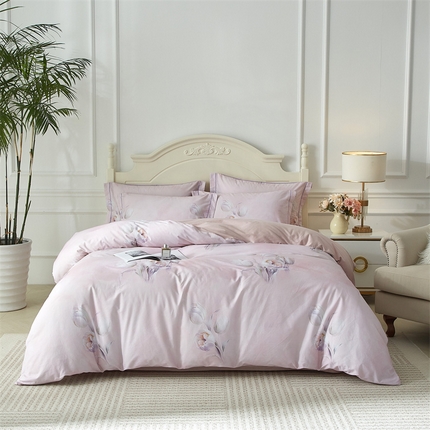 91家纺网 家纺一手货源 找家纺 曼秀琳 2025新款铂金棉数码印花四件套(全棉133*76) 黛墨清华-粉