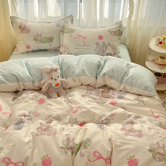 91家纺网 家纺一手货源 找家纺 涵宸家纺 2025新款全棉印花四件套 A游会仙境