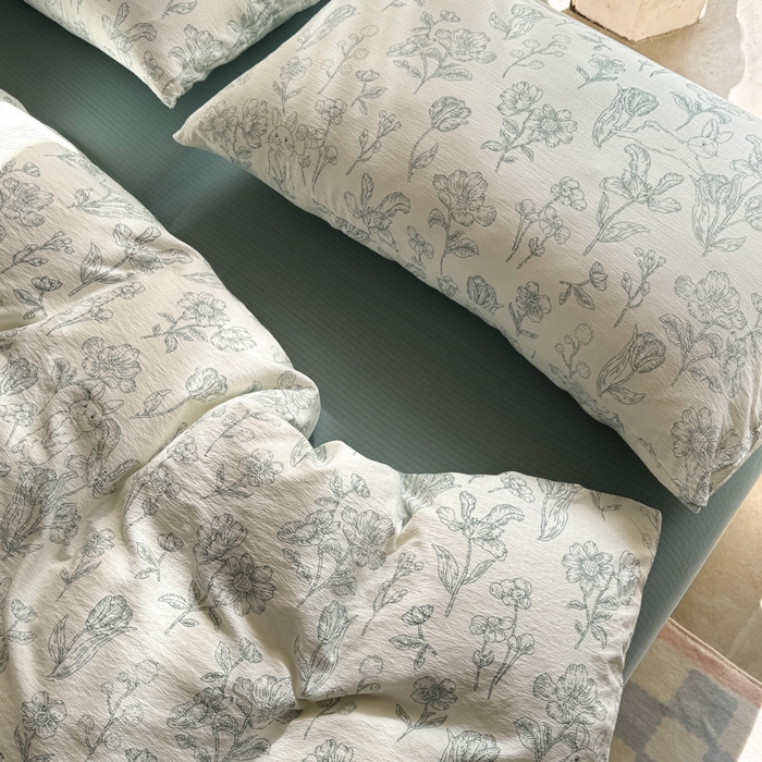 91家纺网 家纺一手货源 找家纺 韩巢家纺 2025新款云感双层纱床上用品四件套超柔裸睡级床单被套三件套-(提供卖家秀) 海像森林