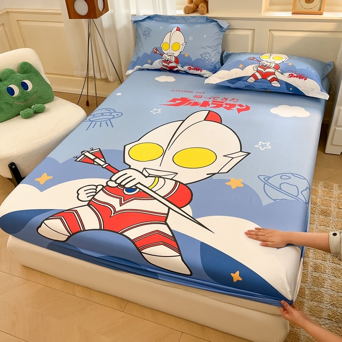 91家纺网 家纺一手货源 找家纺 蘭菲家纺 2025新款奥特曼全棉床笠 独行者